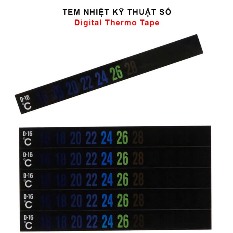 digital thermo tape nigk d-m6; d-06; d-16; d-38; d-50 現在温度を数字（緑色）で表示
