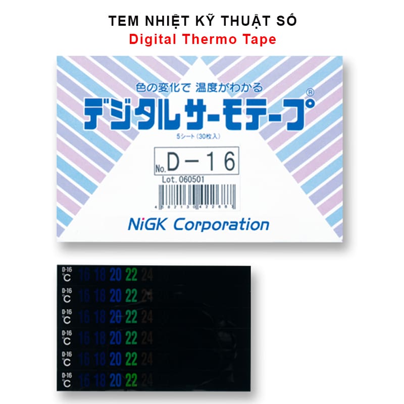 digital thermo tape nigk d-m6; d-06; d-16; d-38; d-50 現在温度を数字（緑色）で表示