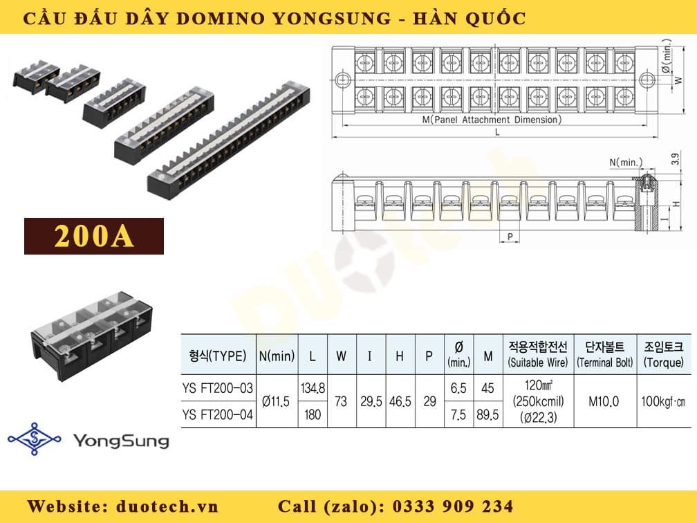 domino yongsung ys ft200-04-zf; cầu đấu ys ft200-04-zf; cầu đấu yongsung ys ft200-03-zf; cầu đấu ys ft200-03-zf; cầu đấu dây terminal khối yongsung; cầu đấu dây điện terminal khối;
