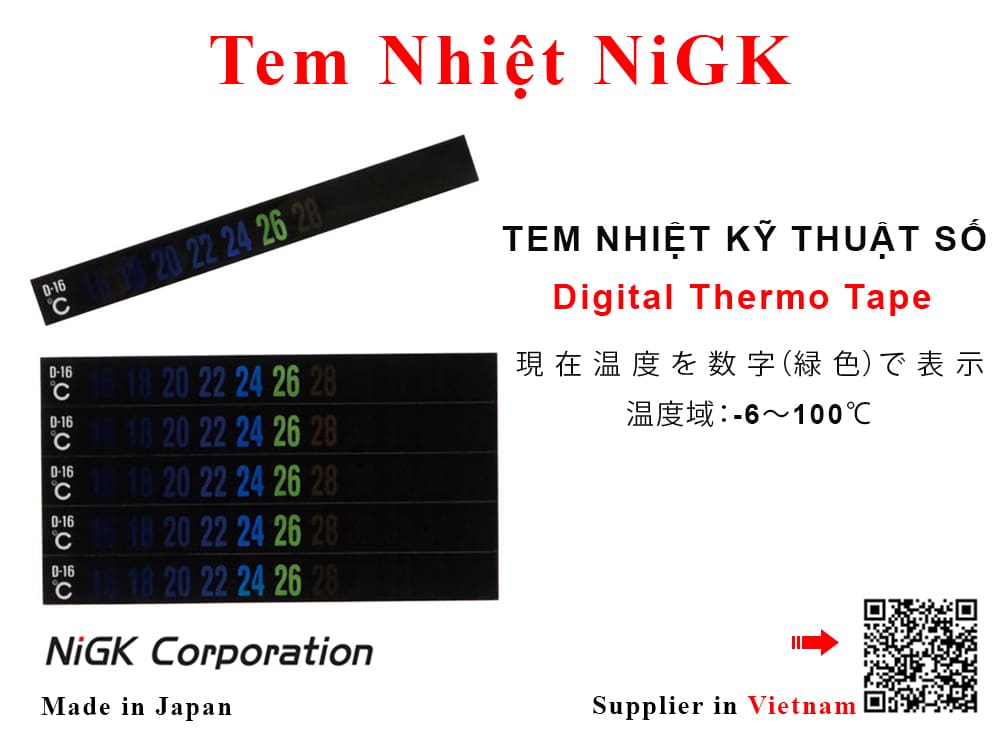 digital thermo tape nigk d-m6; d-06; d-16; d-38; d-50 現在温度を数字（緑色）で表示; tem nhiệt kỹ thuật số; 