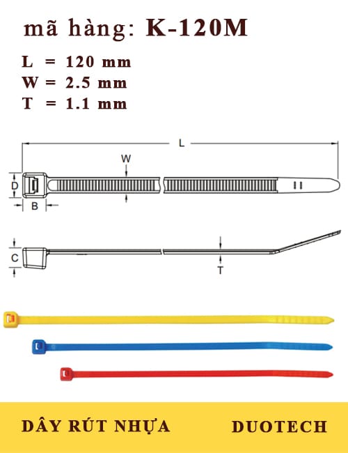 dây rút nhựa k-120m; dây thít nhựa k-120m; k-120m nylon cable tie; k.s k-120m nylon cable tie; dây rút k-120m đài loan; dây thít nhựa k-120m đài loan;
