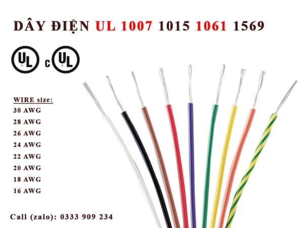 Dây điện AWG AWM 1007 1015 1061 1569 VW-1 105C 300V 600V