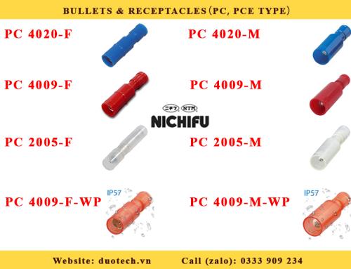 Đầu cos nối dây điện nhanh đực cái hãng Nichifu Bullets & Receptacles PC2005 PC4009 PC4020  PCE4009 PCE4020 PCE5020