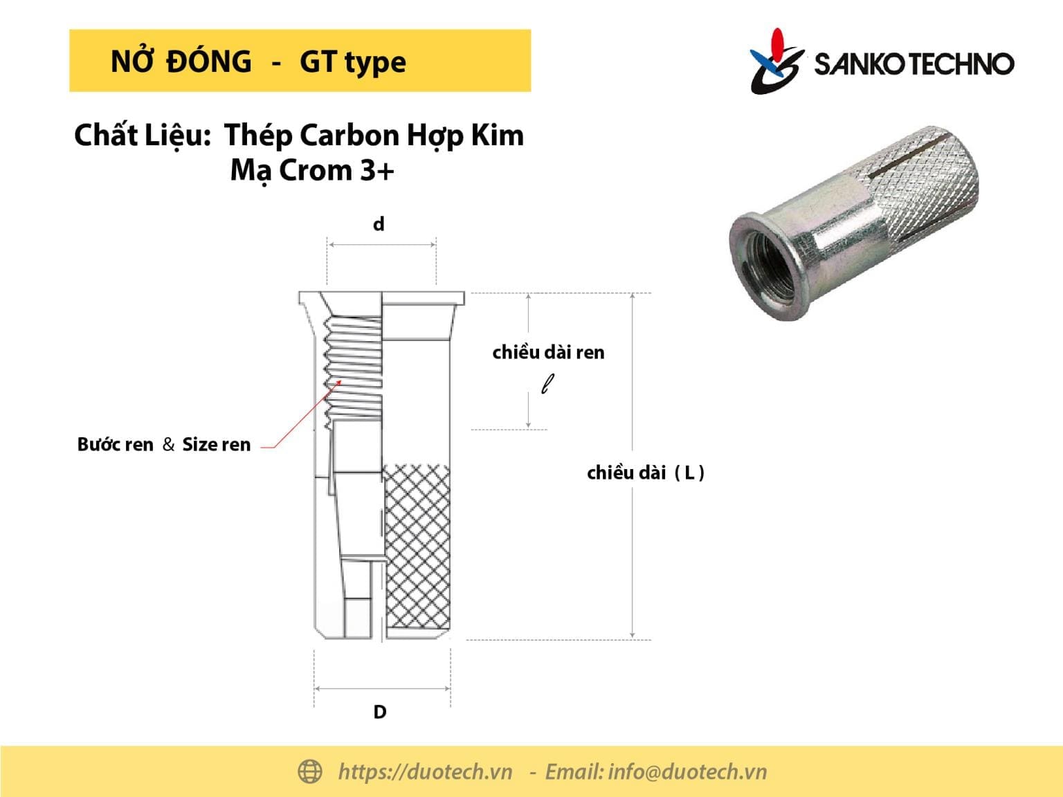 SANKO Anchors Techno Fastem Bulong Tắc kê Nở đinh Rút sắt