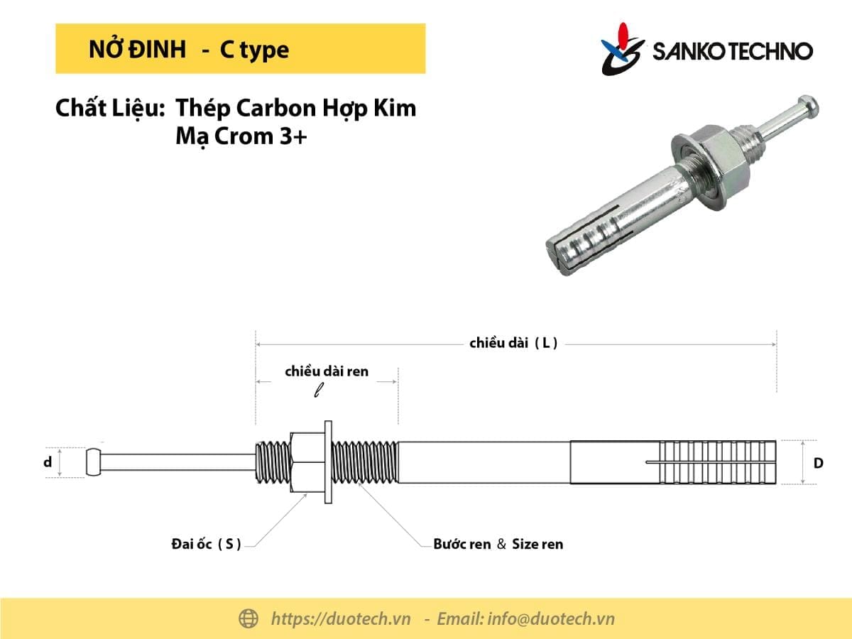 SANKO Anchors Techno Fastem Bulong Tắc kê Nở đinh Rút sắt