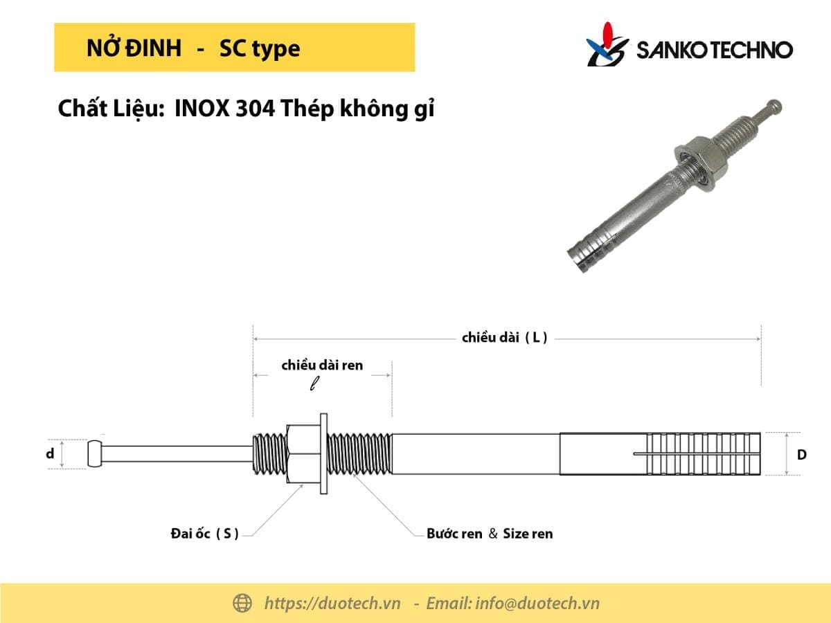 SANKO Anchors Techno Fastem Bulong Tắc kê Nở đinh Rút sắt