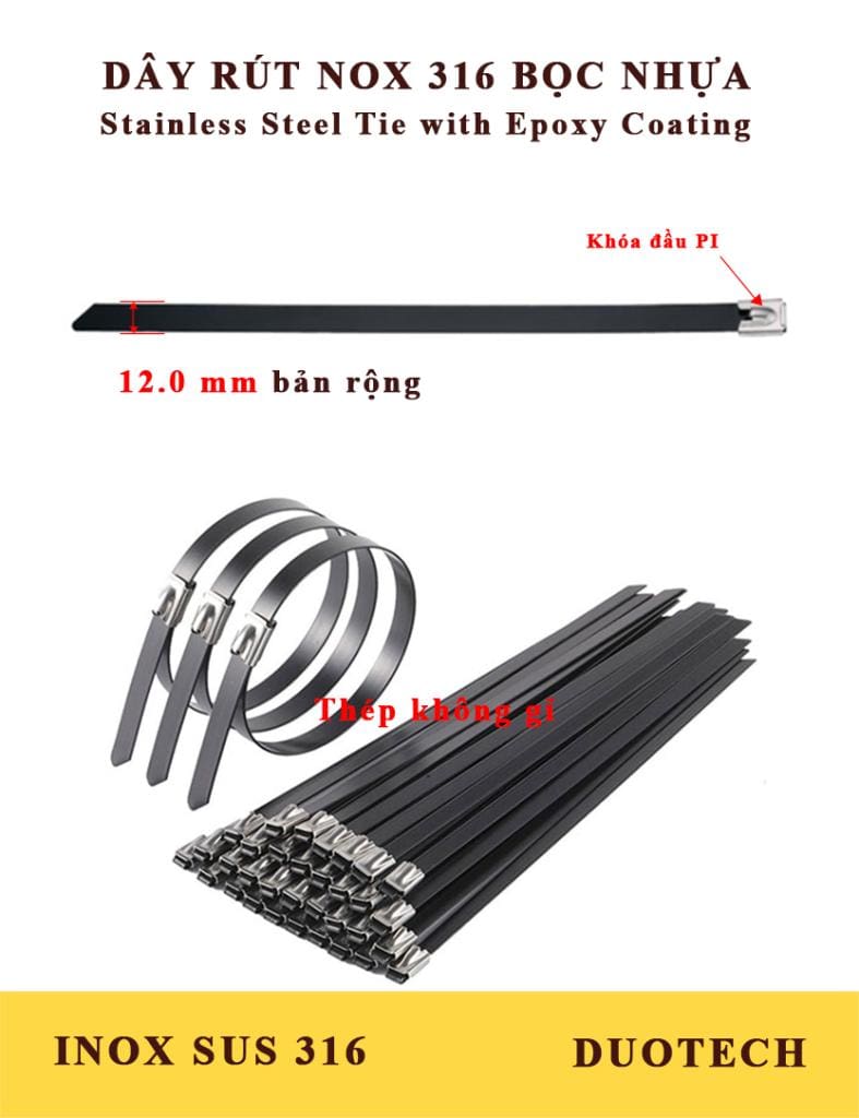 Dây rút SS316 phủ bọc nhựa thép không gỉ Inox 316 KST STBCE