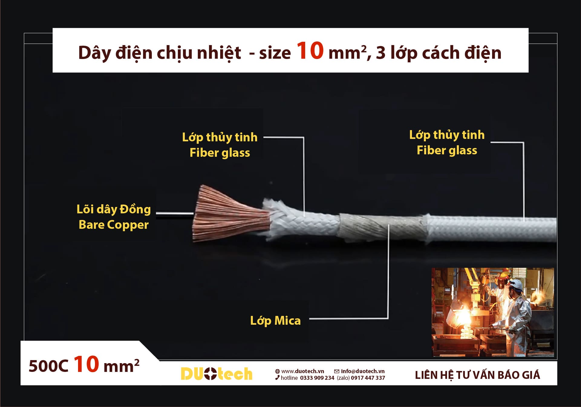 dây amiang chịu nhiệt độ cao 500 độ C GN500 1 2 4 6 10 16 25 35 50 70 95 mm 2 là dây điện chống cháy chịu lửa gn500 1mm 2mm 4mm 6mm 10mm 16mm 25mm 35mm 50mm 70mm 95mm cách điện 3 4 lớp thủy tinh fiberglass braid lớp Mica wrapping;