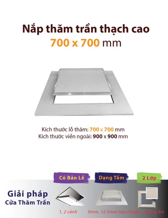 nắp thăm trần 700x700; nắp thăm trần thạch cao 700x700 mm; lỗ thăm trần 700x700; lỗ thăm trần thạch cao 700x700 mm; cửa thăm trần 700x700; cửa thăm trần thạch cao 700x700 mm; tấm thăm trần 700x700; tấm thăm trần thạch cao 700x700 mm tiêu chuẩn chống ẩm 1 2 lớp, 1 2 cánh cửa mở để kiểm tra bảo trì thăm kỹ thuật điều hòa hvac fcu ahu cửa tấm nắp lỗ thăm trần thạch cao gypsum vĩnh tường gyproc boral yoshino knauf zinca aaa