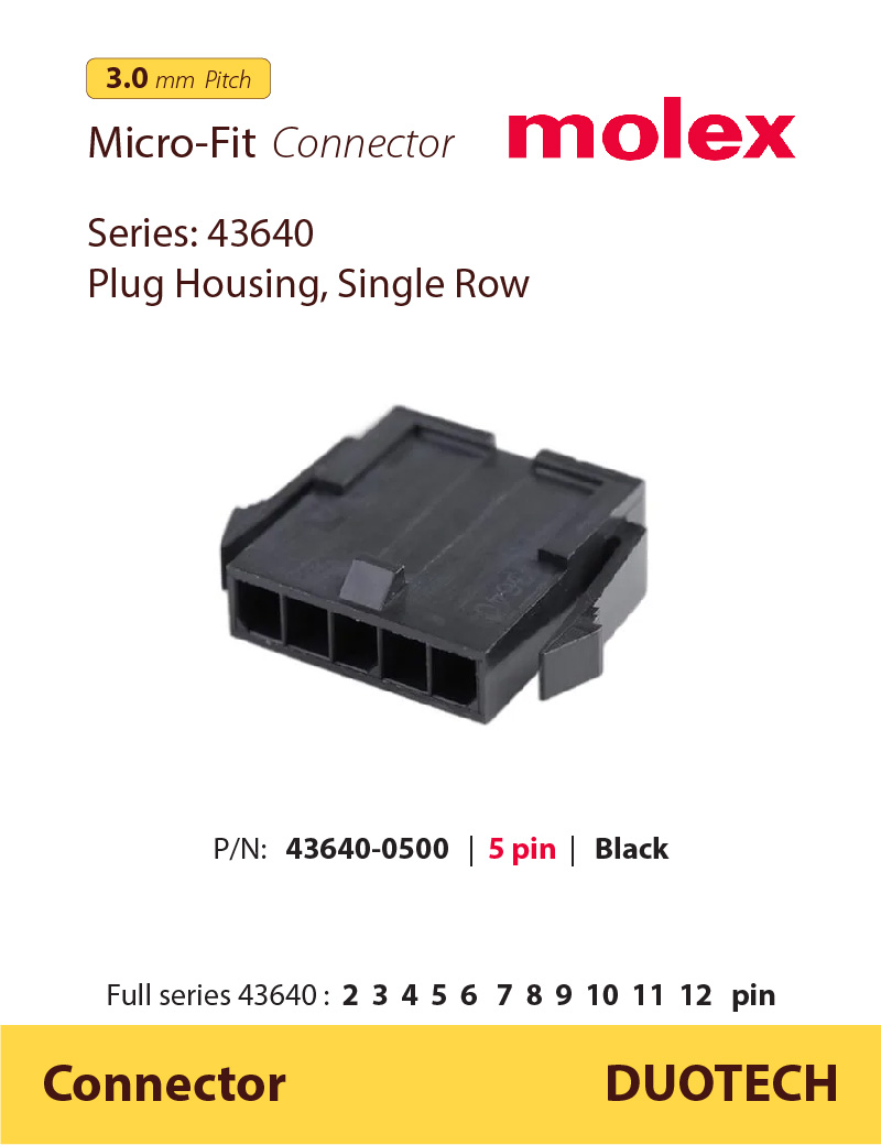 molex 436400500; đầu nối connector molex 43640-0500 5 pin; molex 5 pin 436400500; molex 5 pin 43640-0500; đầu nối molex 436400500; đầu nối molex 43640-0500; housing molex 436400500; housing molex 43640-0500; connector molex 436400500; connector molex 43640-0500; nhà cung cấp ncc đầu nối dây điện molex 5 pin 436400500; nhà cung ứng ncu đầu nối dây điện molex 5 pin 436400500; nhà phân phối npp đầu nối dây điện molex 5 pin 436400500; đơn vị phân phối đầu nối dây điện molex 5 pin 436400500; supplier distributor đầu nối dây điện molex 5 pin 436400500; agency vendor list đầu nối dây điện molex 5 pin 436400500;