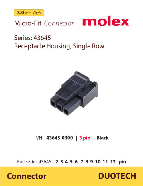 đầu nối molex 436450300; đầu nối connector molex 43645-0300 3 pin; molex 3 pin 436450300; molex 3 pin 43645-0300; molex 43645 0300; đầu nối molex 43645-0300; housing molex 436450300; housing molex 43645-0300; connector molex 436450300; connector molex 43645-0300; nhà cung cấp ncc đầu nối connector molex 43645 0300 3 chân pin; nhà cung ứng ncu đầu nối connector molex 43645 0300 3 chân pin; nhà phân phối npp đầu nối connector molex 43645 0300 3 chân pin; đơn vị phân phối đầu nối connector molex 43645 0300 3 chân pin; supplier distributor đầu nối connector molex 43645 0300 3 chân pin; agency vendor list đầu nối connector molex 43645 0300 3 chân pin;