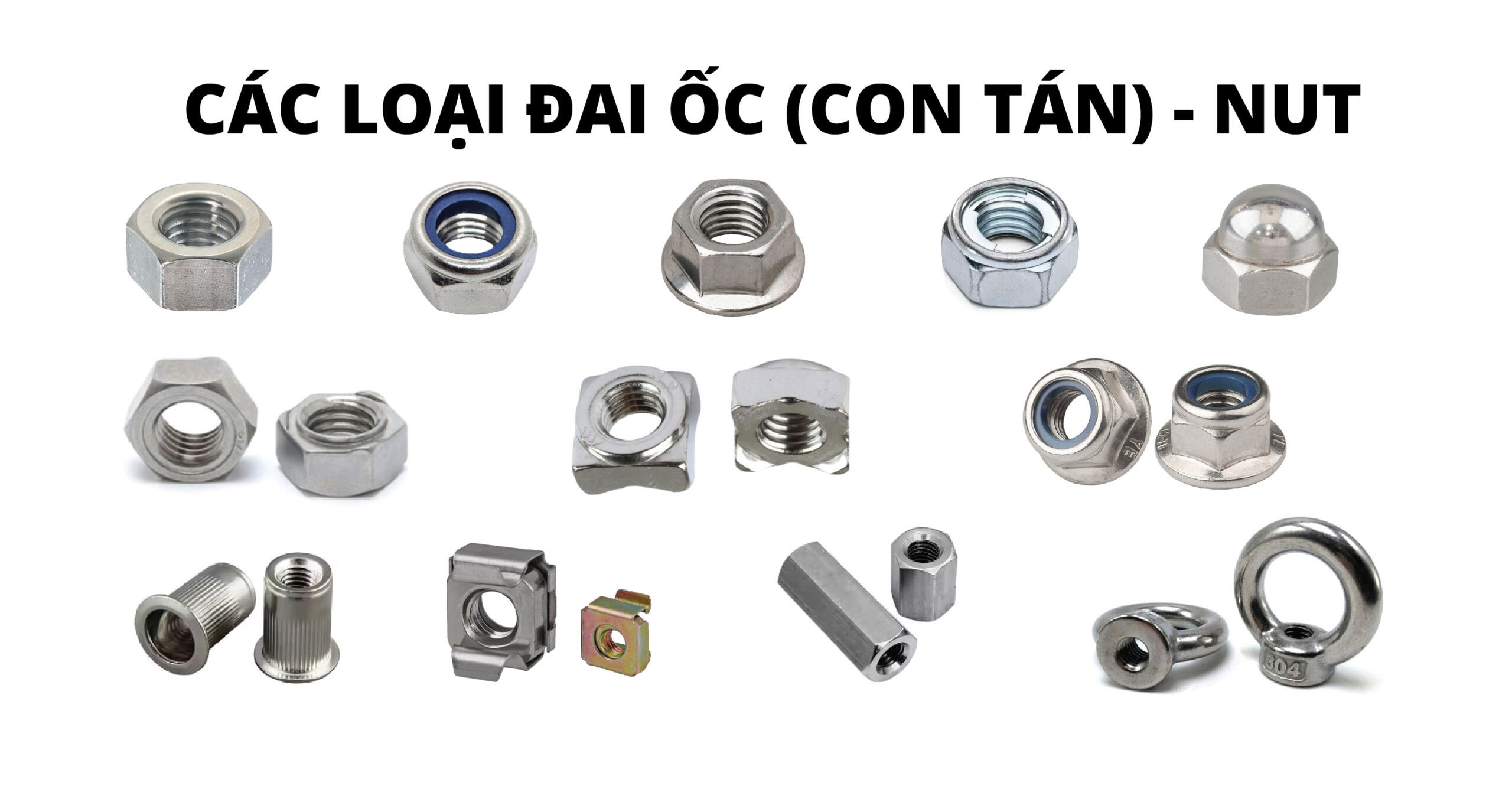 các loại con tán đai ốc tiêu chuẩn DIN, JIS, ASTM, ISO